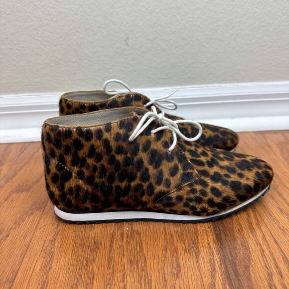 Boden Womens EU 36 US 5.5 Leopard Lace Up Boots Calf Hair Ashbourne - Picture 1 of 5